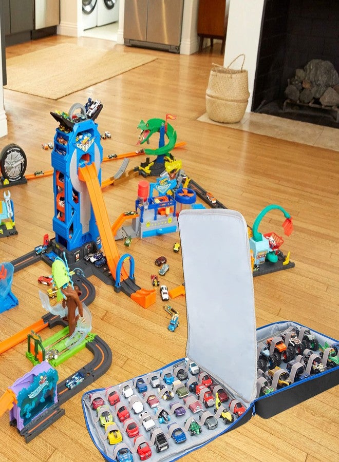 كيسلان حقيبة حمل سيارات كيسلين 56 المصبوبة لسيارات مصبوبة بمقياس 1:64 وشاحنات الوحش، حقيبة تخزين عملية للسيارات الصغيرة وشاحنات الوحش (أسود) - Image 4